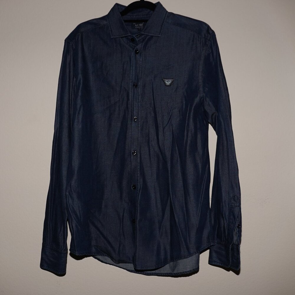 EUC - Armani Jeans Custom Fit Long Sleeve Button-Up Shirt - Size L